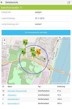 Anzeige der vier nächsten Entnahmestellen