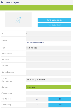 Eintragen einer Wasserentnahmestelle