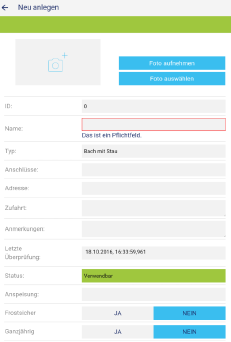 Eintragen einer Wasserentnahmestelle